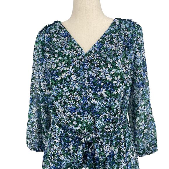 Karl Lagerfeld Paris Floral Chiffon Dress SIZE 14 Ruffle Mini Romantic - Picture 3 of 16